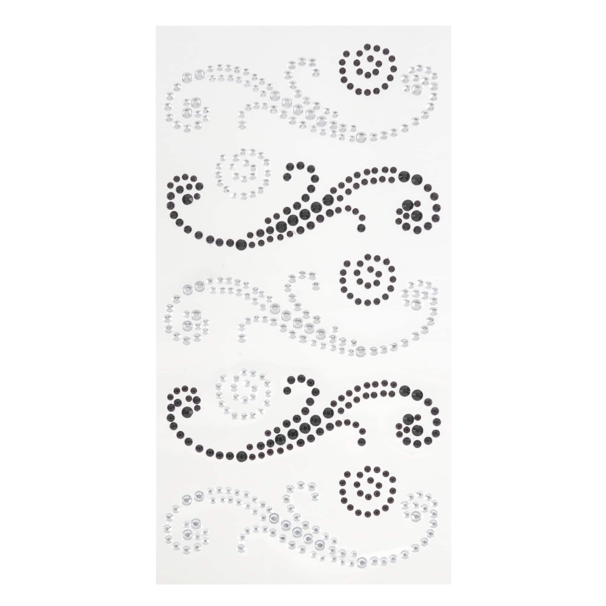 Black & Silver Rhinestone Flourish Stickers by Recollections™